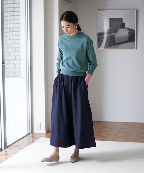 AMERICAN HOLIC(アメリカンホリック)の「裏毛ロングマキシスカート*(スカート・レディース・ネイビー/グリーン/アイボリー・MEDIUM/LARGE)」の4枚目の写真