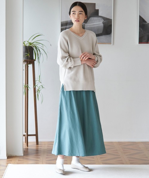 AMERICAN HOLIC(アメリカンホリック)の「裏毛ロングマキシスカート*(スカート・レディース・ネイビー/グリーン/アイボリー・MEDIUM/LARGE)」の5枚目の写真