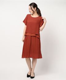 スラブ素材ドッキングワンピース