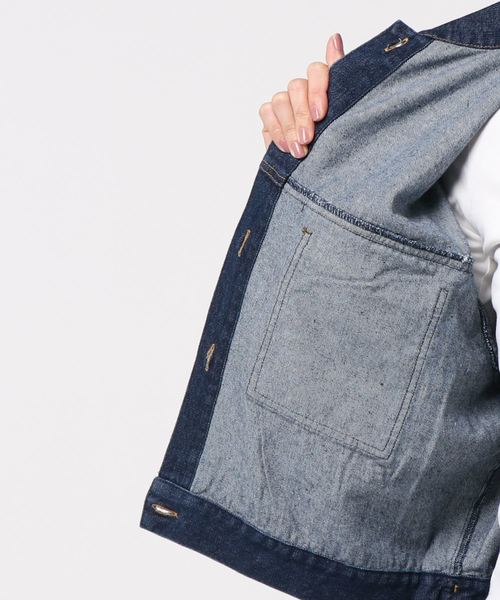 KOBE LETTUCE（コウベレタス）の「[ツイルorデニム]ショートジャケット（デニムジャケット・レディース・オフホワイト/モカ/ブルー系その他/グレイッシュベージュ・FREE）」の8枚目の写真