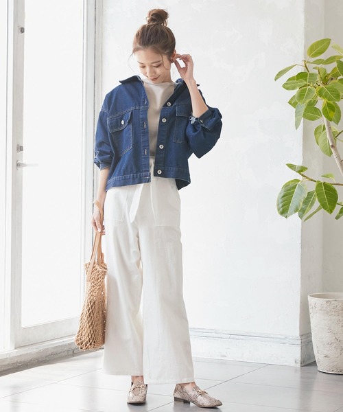 KOBE LETTUCE（コウベレタス）の「[ツイルorデニム]ショートジャケット（デニムジャケット・レディース・オフホワイト/モカ/ブルー系その他/グレイッシュベージュ・FREE）」の11枚目の写真