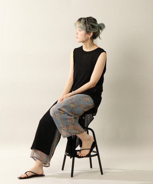 notch.(ノッチ)の「リーフ柄パンツ(その他パンツ・レディース・ブルー/オフホワイト・TM/M)」の5枚目の写真