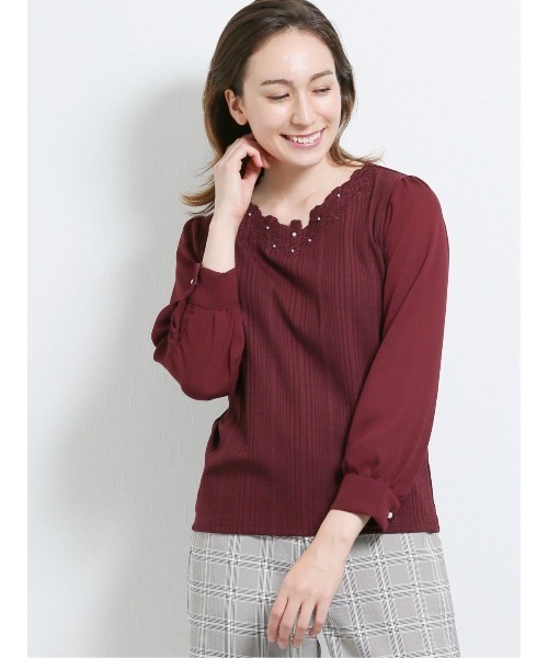エムエフエディトリアルレディース M F Editorial Women テレコ衿刺繍袖布帛 長袖プルオーバーｔシャツ Tシャツ カットソー M F Editorial エムエフエディトリアル のファッション通販 Zozotown