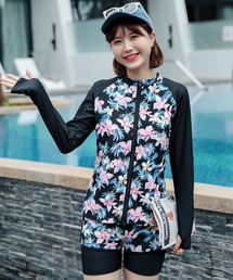 TeddyShop（テディショップ）の「レディース水着 ボタニカル柄アクアフィットネス水着 5点セット（水着）」