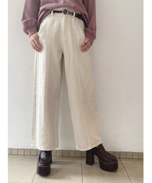 one way | べっ甲ベルト付きデニムワイドパンツ(デニムパンツ)