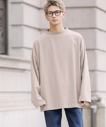 Beno | 【 セットアップ 対応 】 カットジョーゼット / サイドスリット / ワイドシルエット / モックネック ロンT(Tシャツ/カットソー)