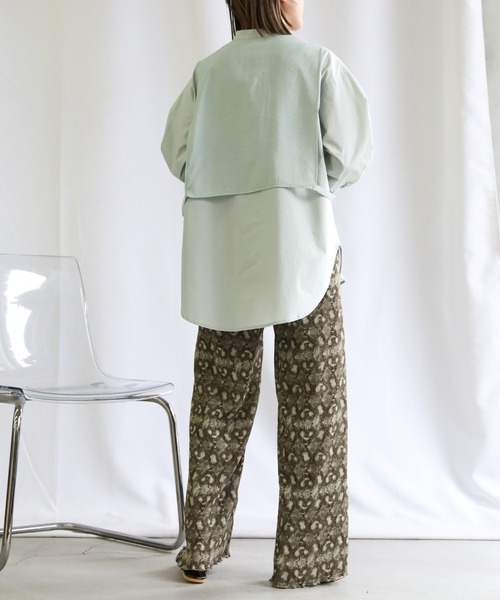 select MOCA（セレクトモカ）の「シアーポプリンサイドレイヤードデザインシャツ（シャツ/ブラウス・レディース・ブラック/オフホワイト/ミント/グリーン・FREE）」の7枚目の写真