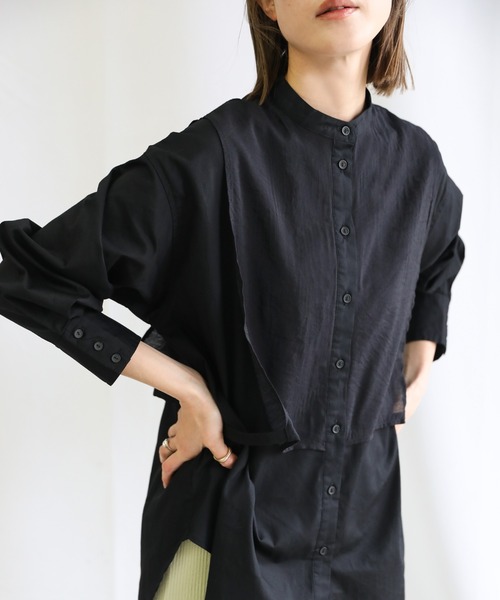 select MOCA(セレクトモカ)の「シアーポプリンサイドレイヤードデザインシャツ(シャツ/ブラウス・レディース・ブラック/オフホワイト/ミント/グリーン・FREE)」の11枚目の写真