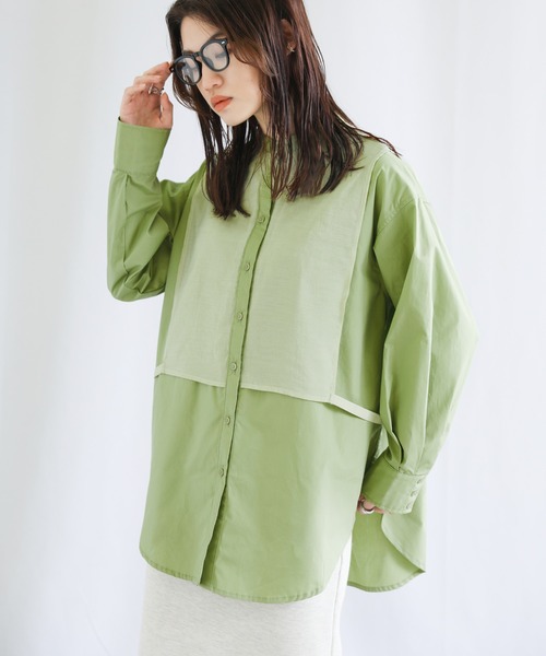 select MOCA(セレクトモカ)の「シアーポプリンサイドレイヤードデザインシャツ(シャツ/ブラウス・レディース・ブラック/オフホワイト/ミント/グリーン・FREE)」の17枚目の写真