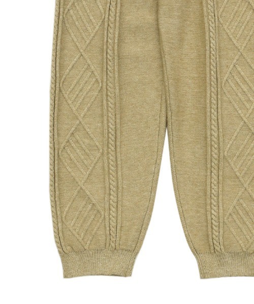 2020 A/W ケーブル編みジョガーニットパンツ/ウエストゴムリラックス裾