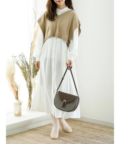 SLURR（スラ―）の「Vネックショート再生ポリエステルビスチェ風ベスト（ベスト・レディース・ブラック/アイボリー/ミント/ベージュ/チョコ・FREE）」の13枚目の写真