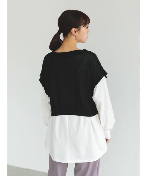 SLURR（スラ―）の「Vネックショート再生ポリエステルビスチェ風ベスト（ベスト・レディース・ブラック/アイボリー/ミント/ベージュ/チョコ・FREE）」の15枚目の写真