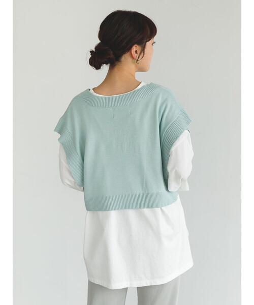 SLURR（スラ―）の「Vネックショート再生ポリエステルビスチェ風ベスト（ベスト・レディース・ブラック/アイボリー/ミント/ベージュ/チョコ・FREE）」の18枚目の写真