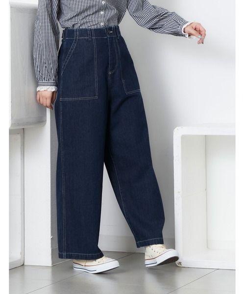 POU DOU DOU（プードゥドゥ）の「ハイウエストワークパンツ（その他パンツ・レディース・キナリ/カーキ/インディゴブルー・3）」の3枚目の写真