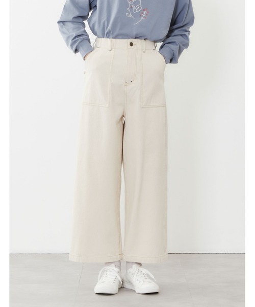 POU DOU DOU（プードゥドゥ）の「ハイウエストワークパンツ（その他パンツ・レディース・キナリ/カーキ/インディゴブルー・3）」の2枚目の写真