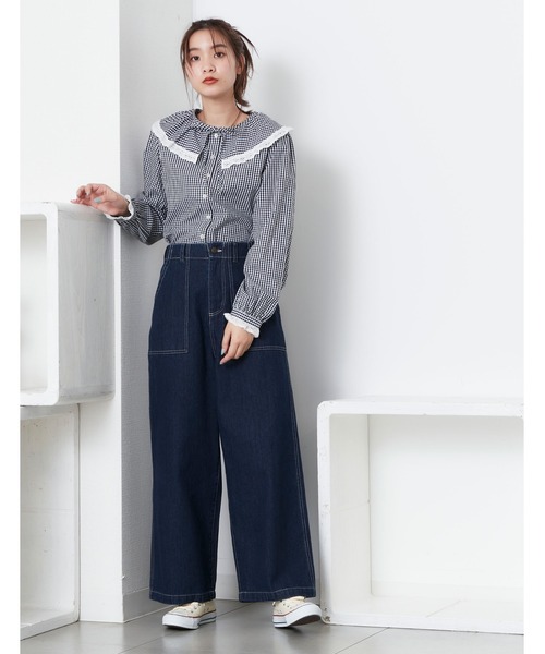 POU DOU DOU（プードゥドゥ）の「ハイウエストワークパンツ（その他パンツ・レディース・キナリ/カーキ/インディゴブルー・3）」の14枚目の写真