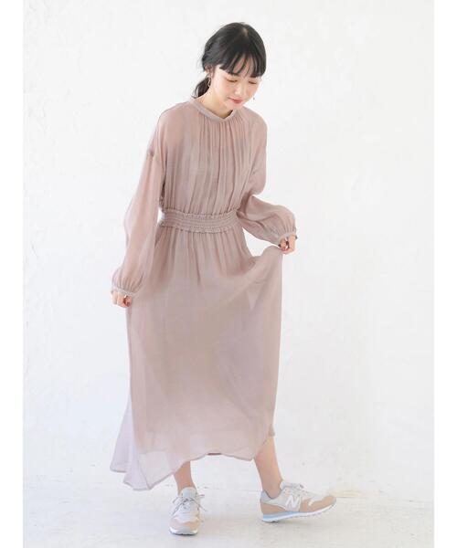 earth music&ecology（アースミュージックアンドエコロジー）の「SET2点 ふんわりシアーワンピース+インナー ＊（ワンピース・レディース・サックスブルー/ライトイエロー/ピンク/ベージュ・FREE）」の14枚目の写真