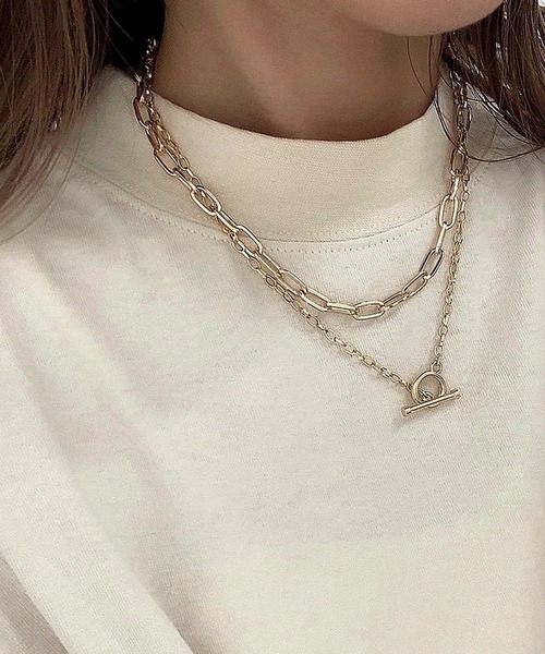 apres jour mignon(アプレジュールミニョン)の「【apresjour mignon×ARIAZ】2連チェーンネックレス(ネックレス・レディース・シルバー/ゴールド・ONESIZE)」の2枚目の写真