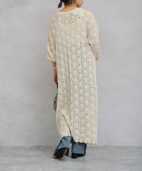 ap retro（アプレトロ）の「＜２WAY＞透かし編みBACKスリットマキシワンピース【ZOZO限定アイテム】（ワンピース・レディース・ライトカーキ/ブラック/アイボリー/グレイッシュベージュ・FREE）」の19枚目の写真