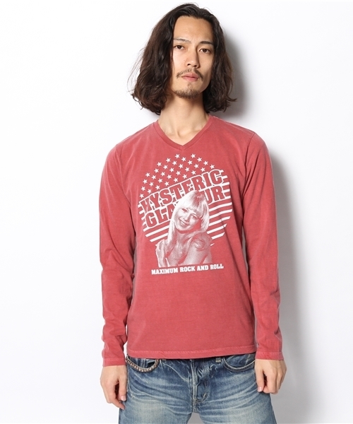 HYSTERIC GLAMOUR(ヒステリックグラマー)の「MAXIMUM ROCK GIRL pt VネックT-SH(Tシャツ/カットソー・メンズ・レッド/パープル/チャコールグレー・MEDIUM/LARGE/SMALL)」の8枚目の写真