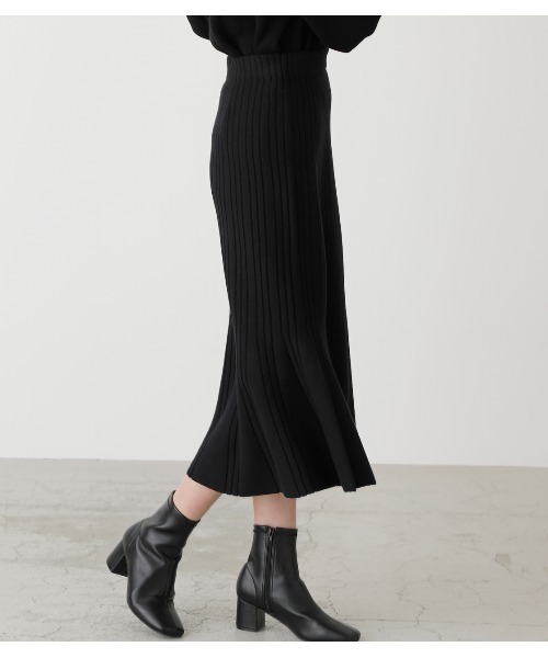 AZUL by moussy（アズールバイマウジー）の「MERMAID FLARE KNIT SKIRT/マーメイドフレアニットスカート（スカート・レディース・ブラック/ベージュ/ライトパープル・SMALL/MEDIUM）」の13枚目の写真