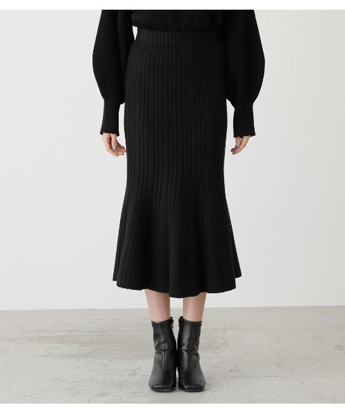 AZUL by moussy（アズールバイマウジー）の「MERMAID FLARE KNIT SKIRT/マーメイドフレアニットスカート（スカート・レディース・ブラック/ベージュ/ライトパープル・SMALL/MEDIUM）」の16枚目の写真