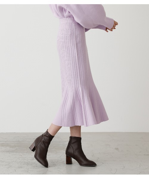 AZUL by moussy（アズールバイマウジー）の「MERMAID FLARE KNIT SKIRT/マーメイドフレアニットスカート（スカート・レディース・ブラック/ベージュ/ライトパープル・SMALL/MEDIUM）」の22枚目の写真