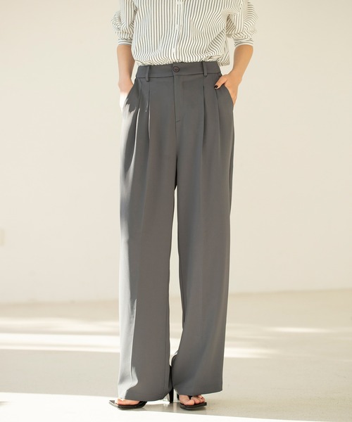 SAISON DE PAPILLON（セゾンドパピヨン）の「ツータックフルレングスワイドパンツ（その他パンツ・レディース・ブラウン/ブラック/チャコール/アイボリー・L/M/S/XL）」の3枚目の写真