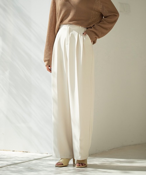 SAISON DE PAPILLON（セゾンドパピヨン）の「ツータックフルレングスワイドパンツ（その他パンツ・レディース・ブラウン/ブラック/チャコール/アイボリー・L/M/S/XL）」の5枚目の写真