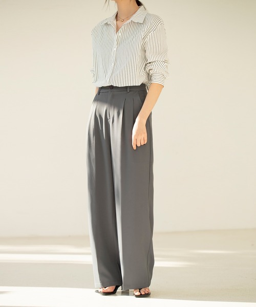 SAISON DE PAPILLON（セゾンドパピヨン）の「ツータックフルレングスワイドパンツ（その他パンツ・レディース・ブラウン/ブラック/チャコール/アイボリー・L/M/S/XL）」の17枚目の写真