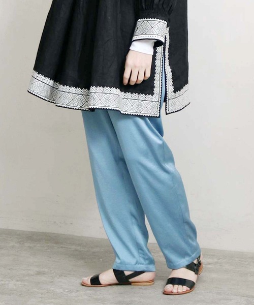 nitca（ニトカ）の「*◇ソリッドヴィンテージサテンスパッツパンツ（その他パンツ・レディース・ライトグレー/ダークブラウン/サックスブルー/レモンイエロー/ブラック・FREE）」の4枚目の写真