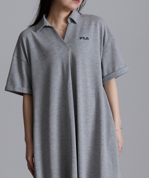 FILA（フィラ）の「＜ＦＩＬＡ/フィラ＞カノコAラインフレアポロスキッパーワンピース（ワンピース・レディース・ブラック/グレー/ネイビー/バイオレット/オレンジ系その他/カーキ/ダークブルー/ライトベージュ・M/L/LL）」の16枚目の写真