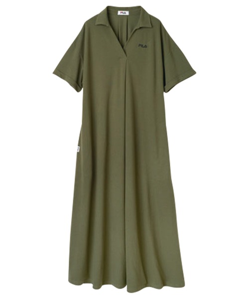 FILA（フィラ）の「＜ＦＩＬＡ/フィラ＞カノコAラインフレアポロスキッパーワンピース（ワンピース・レディース・ブラック/グレー/ネイビー/バイオレット/オレンジ系その他/カーキ/ダークブルー/ライトベージュ・M/L/LL）」の9枚目の写真