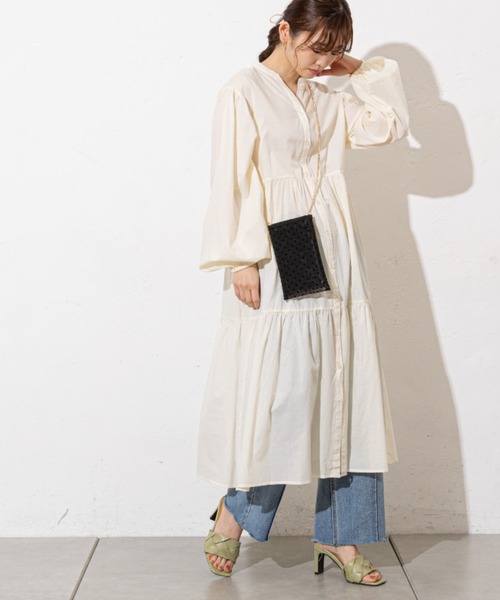 prose verse（プロズヴェール）の「シアーコットンティアードシャツワンピ（シャツワンピース・レディース・ブラック/アイボリー/ミント/ベージュ・ﾌﾘ-）」の2枚目の写真