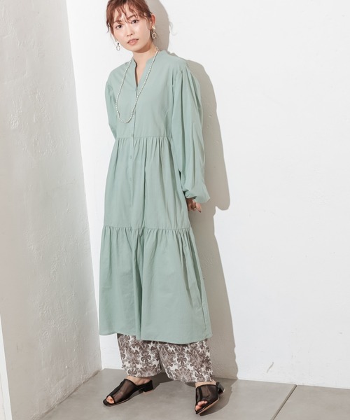 prose verse（プロズヴェール）の「シアーコットンティアードシャツワンピ（シャツワンピース・レディース・ブラック/アイボリー/ミント/ベージュ・ﾌﾘ-）」の4枚目の写真