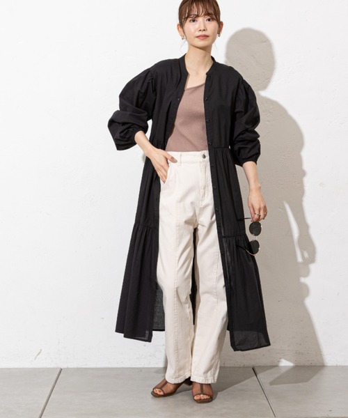 prose verse（プロズヴェール）の「シアーコットンティアードシャツワンピ（シャツワンピース・レディース・ブラック/アイボリー/ミント/ベージュ・ﾌﾘ-）」の3枚目の写真