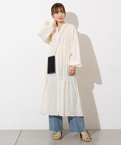 prose verse（プロズヴェール）の「シアーコットンティアードシャツワンピ（シャツワンピース・レディース・ブラック/アイボリー/ミント/ベージュ・ﾌﾘ-）」の17枚目の写真