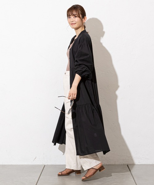 prose verse（プロズヴェール）の「シアーコットンティアードシャツワンピ（シャツワンピース・レディース・ブラック/アイボリー/ミント/ベージュ・ﾌﾘ-）」の6枚目の写真