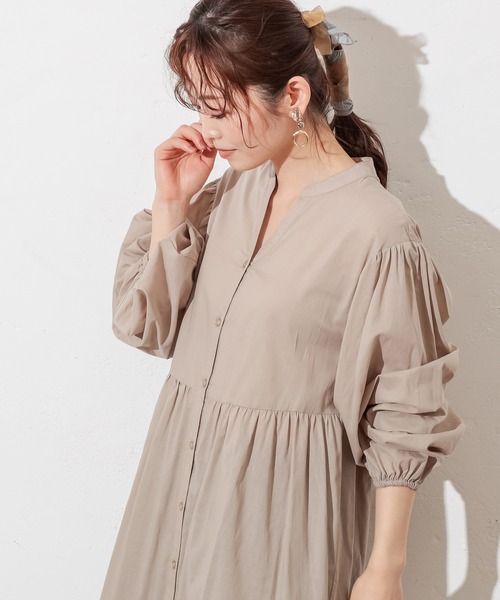 prose verse（プロズヴェール）の「シアーコットンティアードシャツワンピ（シャツワンピース・レディース・ブラック/アイボリー/ミント/ベージュ・ﾌﾘ-）」の8枚目の写真