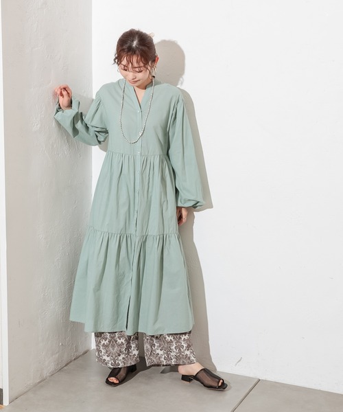 prose verse（プロズヴェール）の「シアーコットンティアードシャツワンピ（シャツワンピース・レディース・ブラック/アイボリー/ミント/ベージュ・ﾌﾘ-）」の15枚目の写真