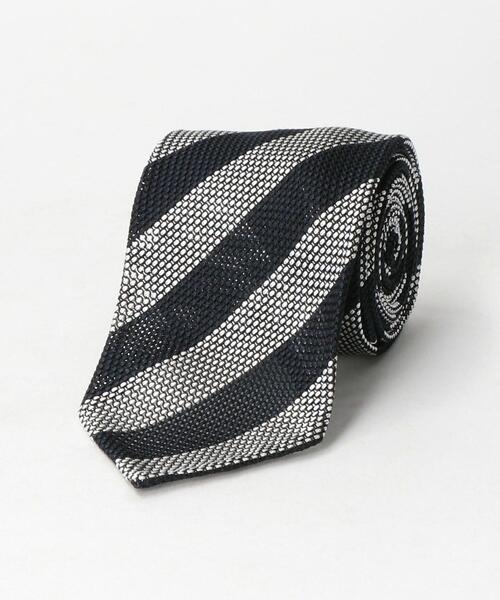 green label relaxing(グリーンレーベルリラクシング)の「GLR FRESCO 8.0 ストライプ2 ネクタイ(ネクタイ・メンズ・イエロー/ネイビー・FREE)」の1枚目の写真