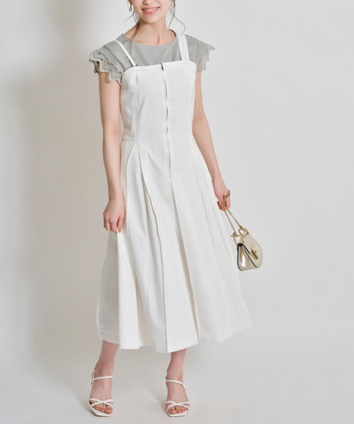 tocco closet(トッコ クローゼット)の「【ZOZO限定】マルチWAYサスペンダー付きフロントジップデニムタックジャンパースカート(ジャンパースカート・レディース・オフホワイト/ブルー・M)」の8枚目の写真
