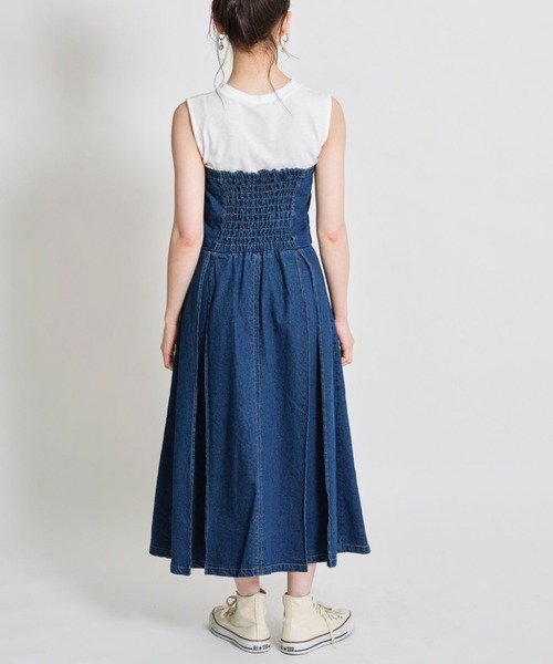 tocco closet(トッコ クローゼット)の「【ZOZO限定】マルチWAYサスペンダー付きフロントジップデニムタックジャンパースカート(ジャンパースカート・レディース・オフホワイト/ブルー・M)」の7枚目の写真