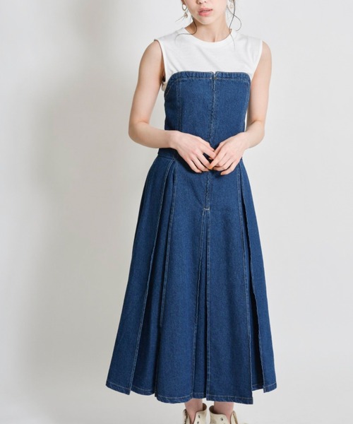 tocco closet(トッコ クローゼット)の「【ZOZO限定】マルチWAYサスペンダー付きフロントジップデニムタックジャンパースカート(ジャンパースカート・レディース・オフホワイト/ブルー・M)」の19枚目の写真