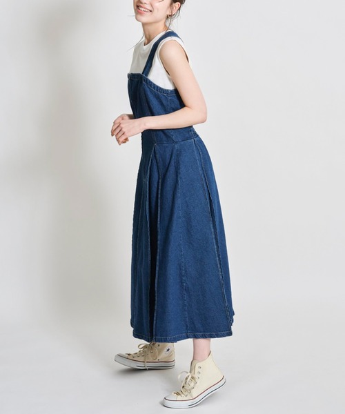 tocco closet(トッコ クローゼット)の「【ZOZO限定】マルチWAYサスペンダー付きフロントジップデニムタックジャンパースカート(ジャンパースカート・レディース・オフホワイト/ブルー・M)」の12枚目の写真