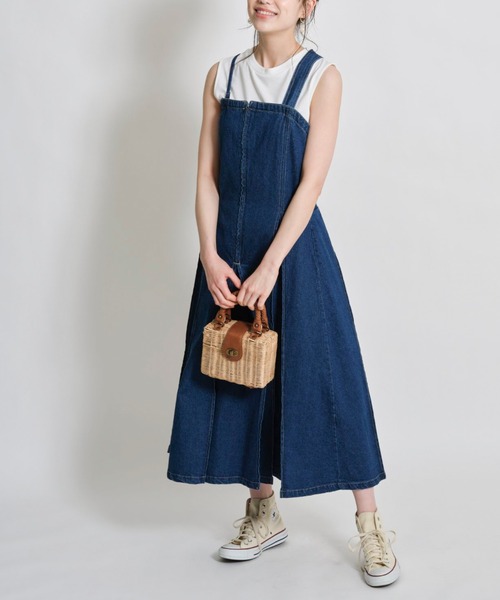 tocco closet(トッコ クローゼット)の「【ZOZO限定】マルチWAYサスペンダー付きフロントジップデニムタックジャンパースカート(ジャンパースカート・レディース・オフホワイト/ブルー・M)」の11枚目の写真