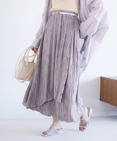 Heather（ヘザー）の「ラッププリーツスカート_946269（スカート・レディース・イエロー/グレー/パープル/グリーン・FREE）」の3枚目の写真