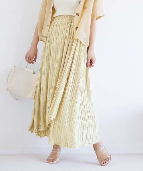 Heather（ヘザー）の「ラッププリーツスカート_946269（スカート・レディース・イエロー/グレー/パープル/グリーン・FREE）」の4枚目の写真