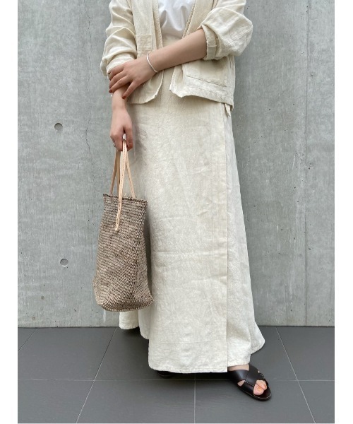 BEARDSLEY（ビアズリー）の「アンティーク風リネンスカート（スカート・レディース・グレー/アイボリー・FREE）」の6枚目の写真