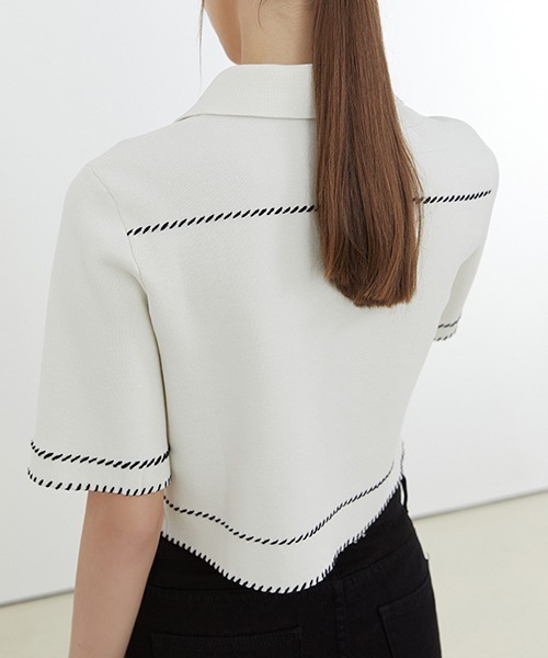 Fano Studios（ファノ ストゥディオズ）の「【Fano Studios】Gold button short Knit jacket FX21S150（ニット/セーター・レディース・ブラック/ホワイト・L/S/M）」の7枚目の写真